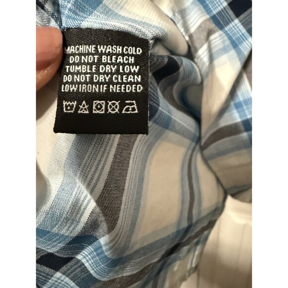 Kimes Ranch Shirt Snap Front Plaid Blue Women's Large - Picture 8 of 8